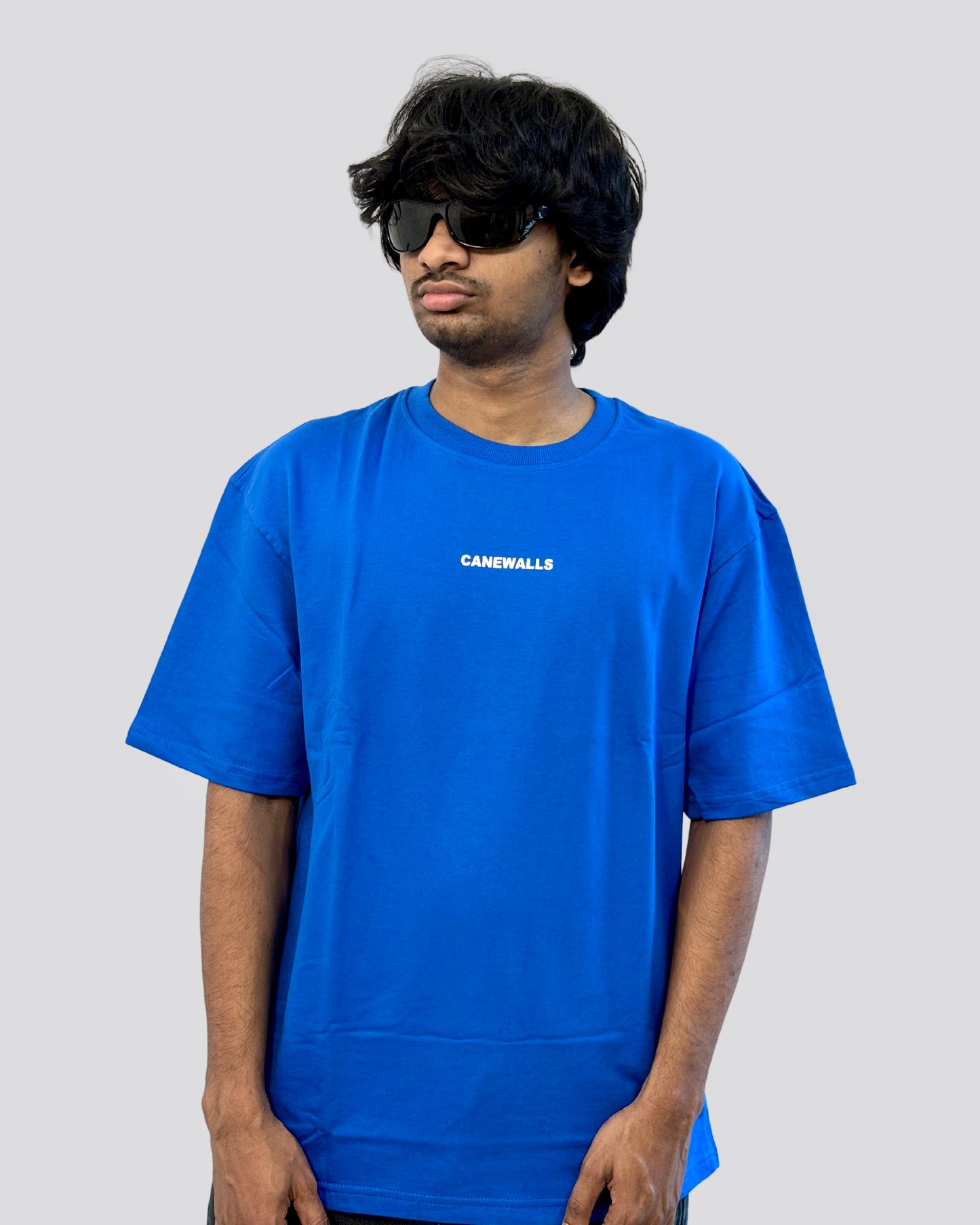 Canewalls - Letters Back Printed Oversized T-Shirt | Royal Blue