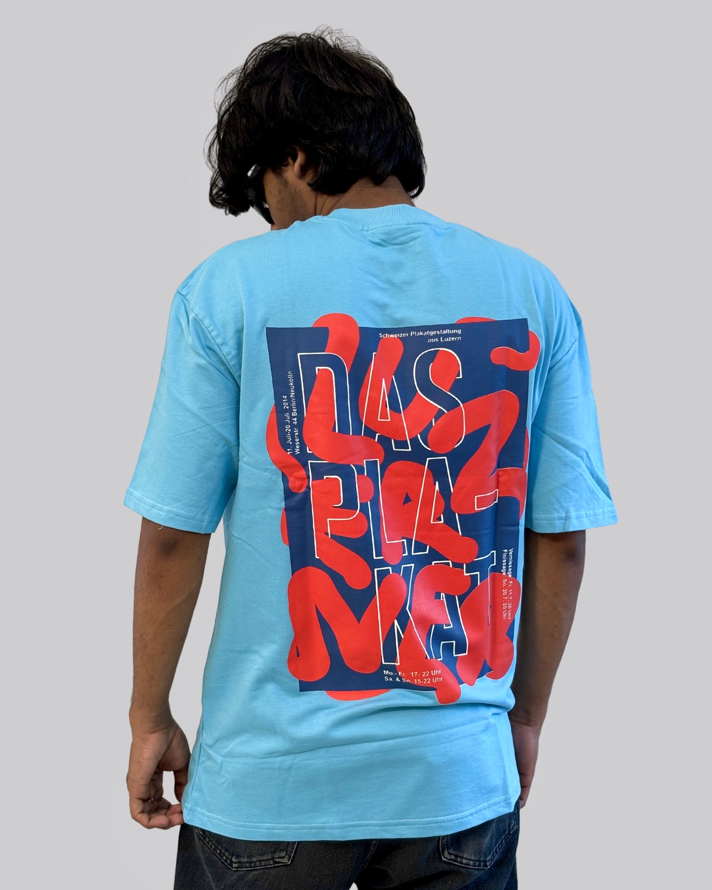 Canewalls - Letters Back Printed Oversized T-Shirt | Ocean Blue