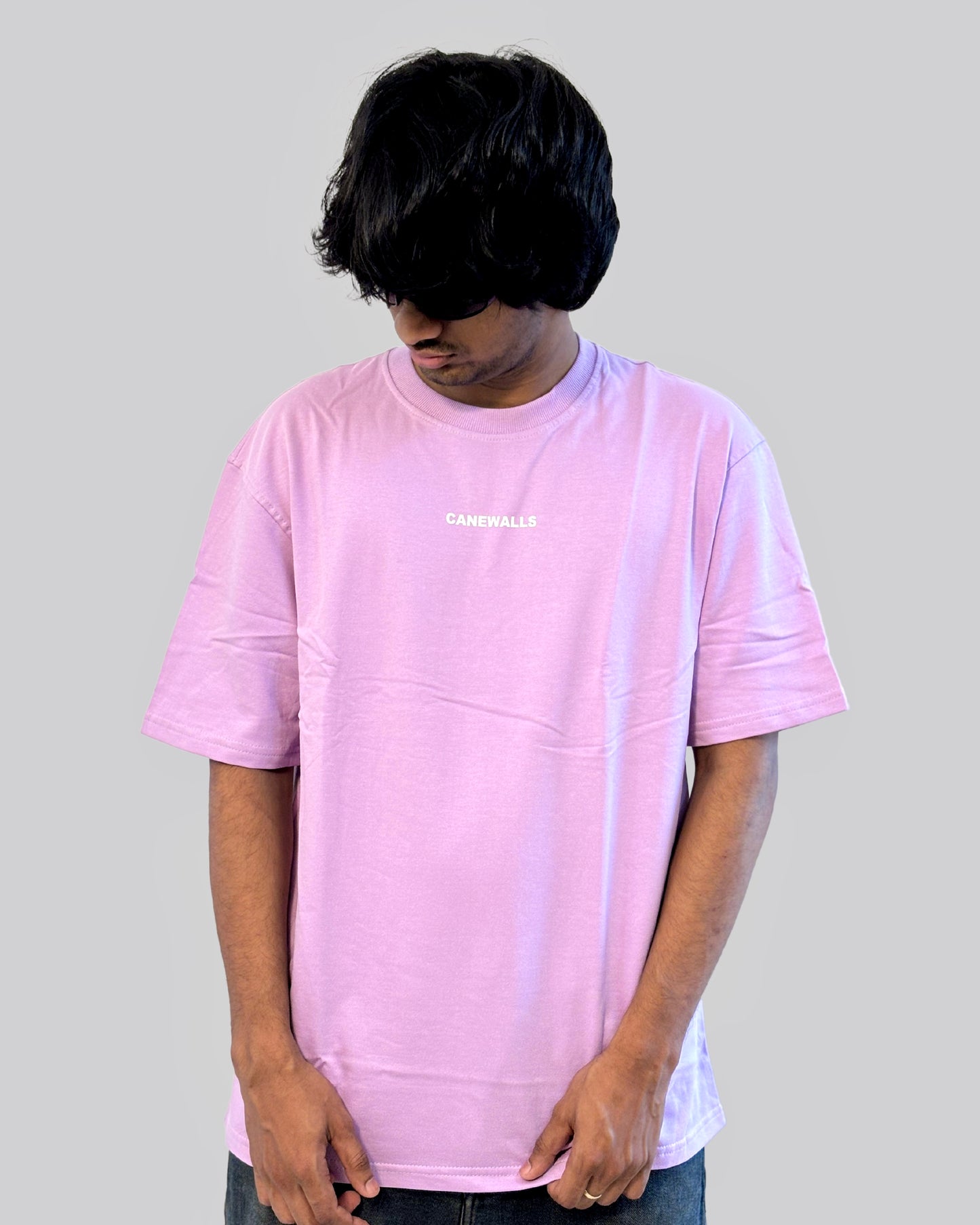 Canewalls - letters Back Printed Oversized T-Shirt | lavender