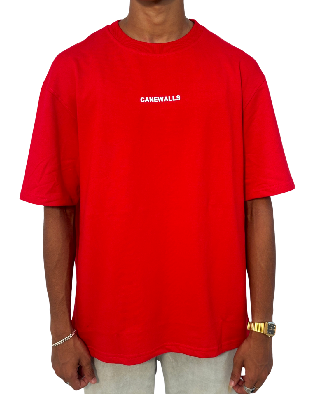 Canewalls Plain Over Sized T Shirt | Red