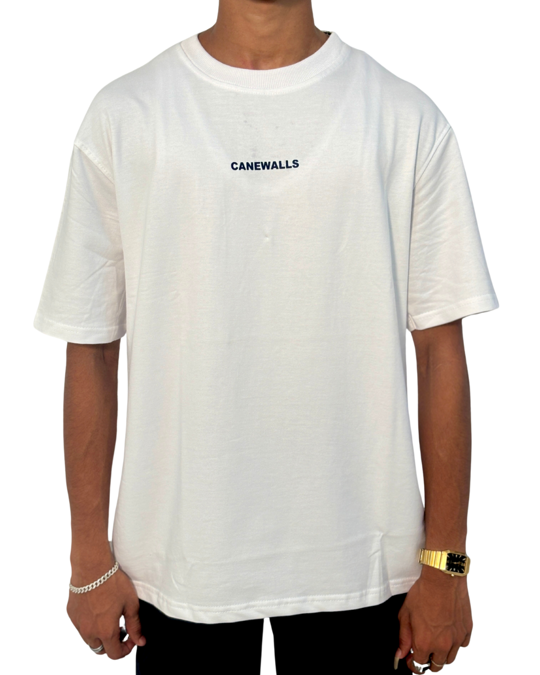 Canewalls Plain Over Sized T Shirt | White