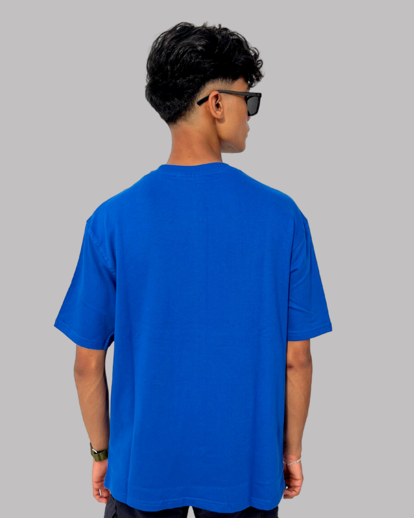 Canewalls-Front Supreme Printed Oversized T-Shirt | Royal Blue