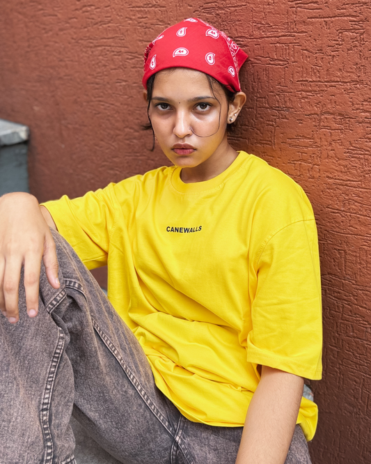 Over Sized plain T shirt | Yellow